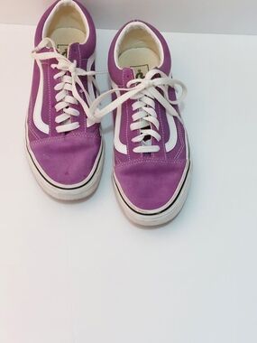 Vans Classic Low-Top Suede Upper Purole White Sneakers   White Side Stripe